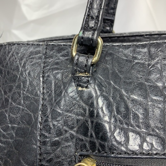 NICOLE By Nicole Miller Black Faux Debossed Leather Tote with Magnetic Snap - Picture 5 of 12